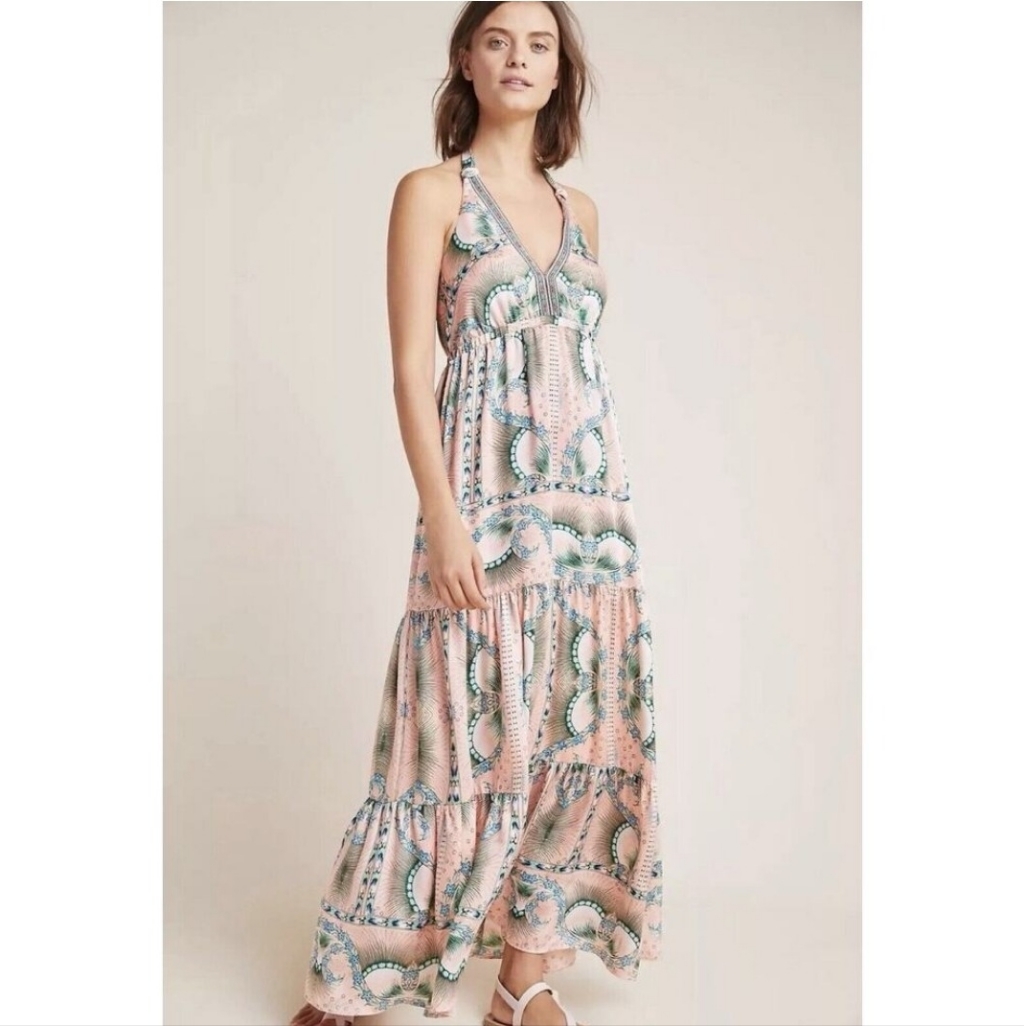 Anthropologie Nicole Miller Morrocan Print Maxi Dress
